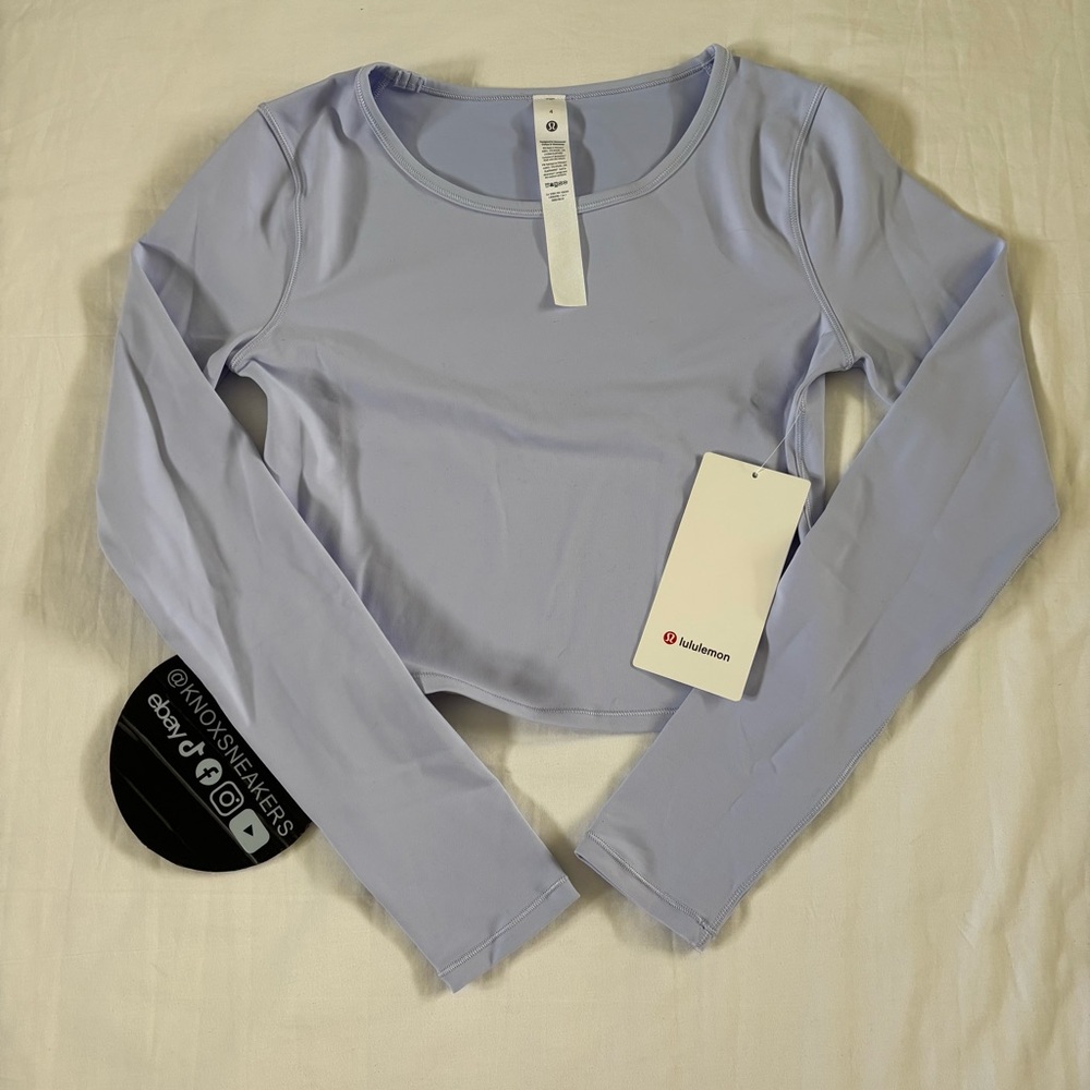 Lululemon Wunder Train Crop Long Sleeve PSLB Pastel Blue Lilac Women’s Size 4